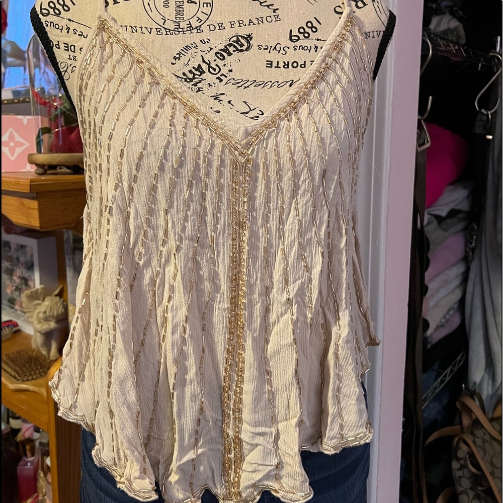 Free people beaded tank top/blouse